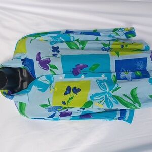 Moda International Floral Button Down Blouse Top S